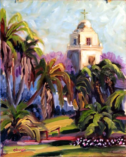 original oil painting, San Diego plein air, Presidio Park, artist, Ronald Lee Oliver