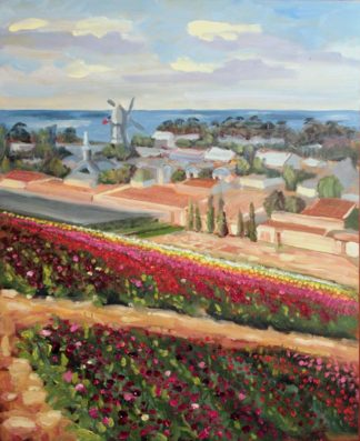 San Diego plein air, original oil painting, Carlsbad flower fields, artist, Ronald Lee Oliver