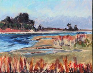Batiquitos Looking West ~ San Diego plein air oil painting by artist Ronald Lee Oliver